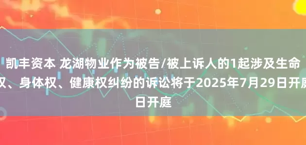 凯丰资本 龙湖物业作为被告/被上诉人的1起涉及生命权、身体权、健康权纠纷的诉讼将于2025年7月29日开庭